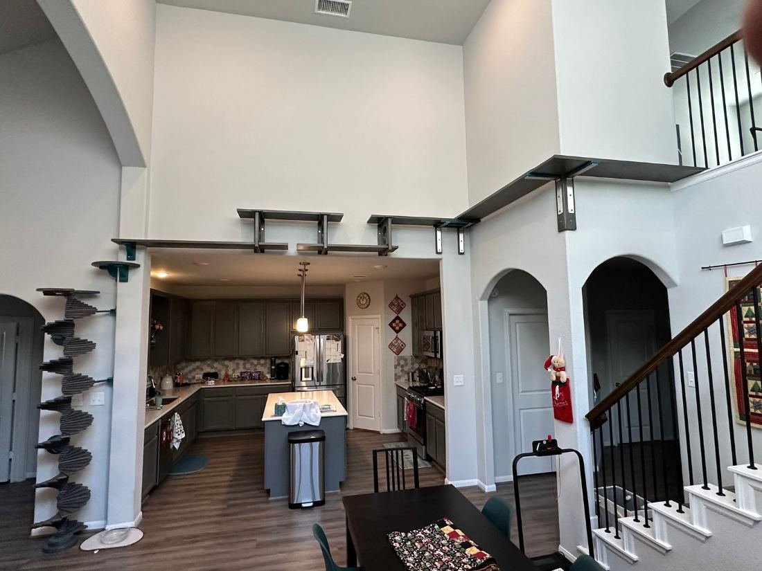 Indoor climbing wall with cedar perches